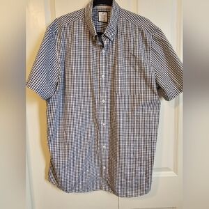 DENVER HAYES- Men's Black and White Short Sleeve Button Down Collar Shirt SZ 2XL